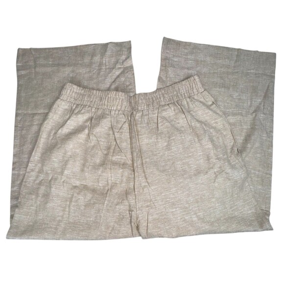 Ella Moss Womens X-Large Tan Linen Blend Wide Leg Ankle Boho Flowy Baggy Pants - Picture 2 of 8